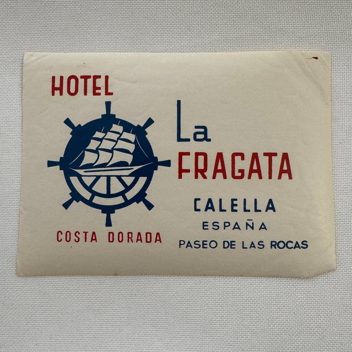 Vintage Spanish Hotel Label Spain Hotel La Fragata Costa Dorada