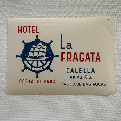 Vintage Spanish Hotel Label Spain Hotel La Fragata Costa Dorada