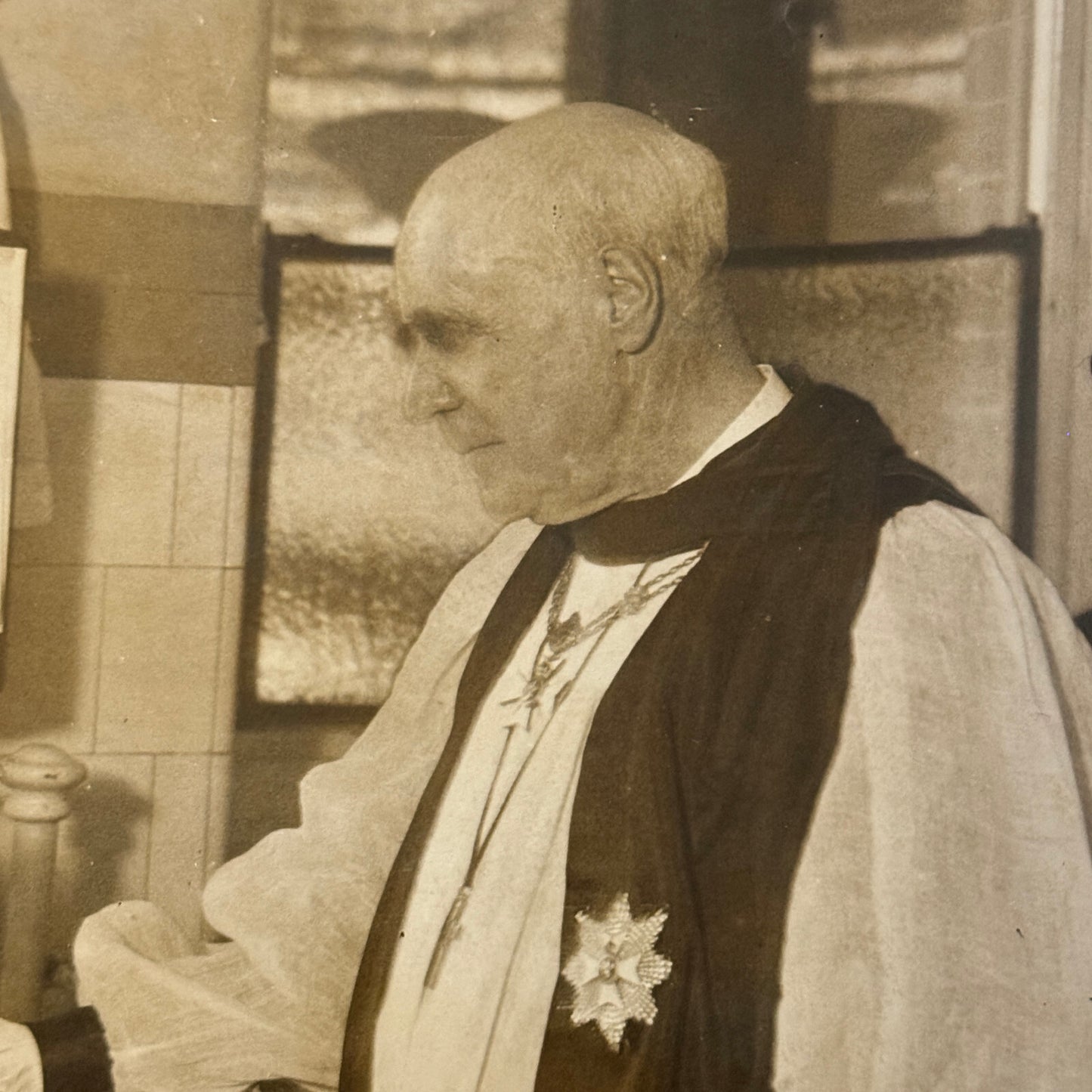 Archbishop of Canterbury With Girl in Hospital Press Photo Photograph Vintage UK