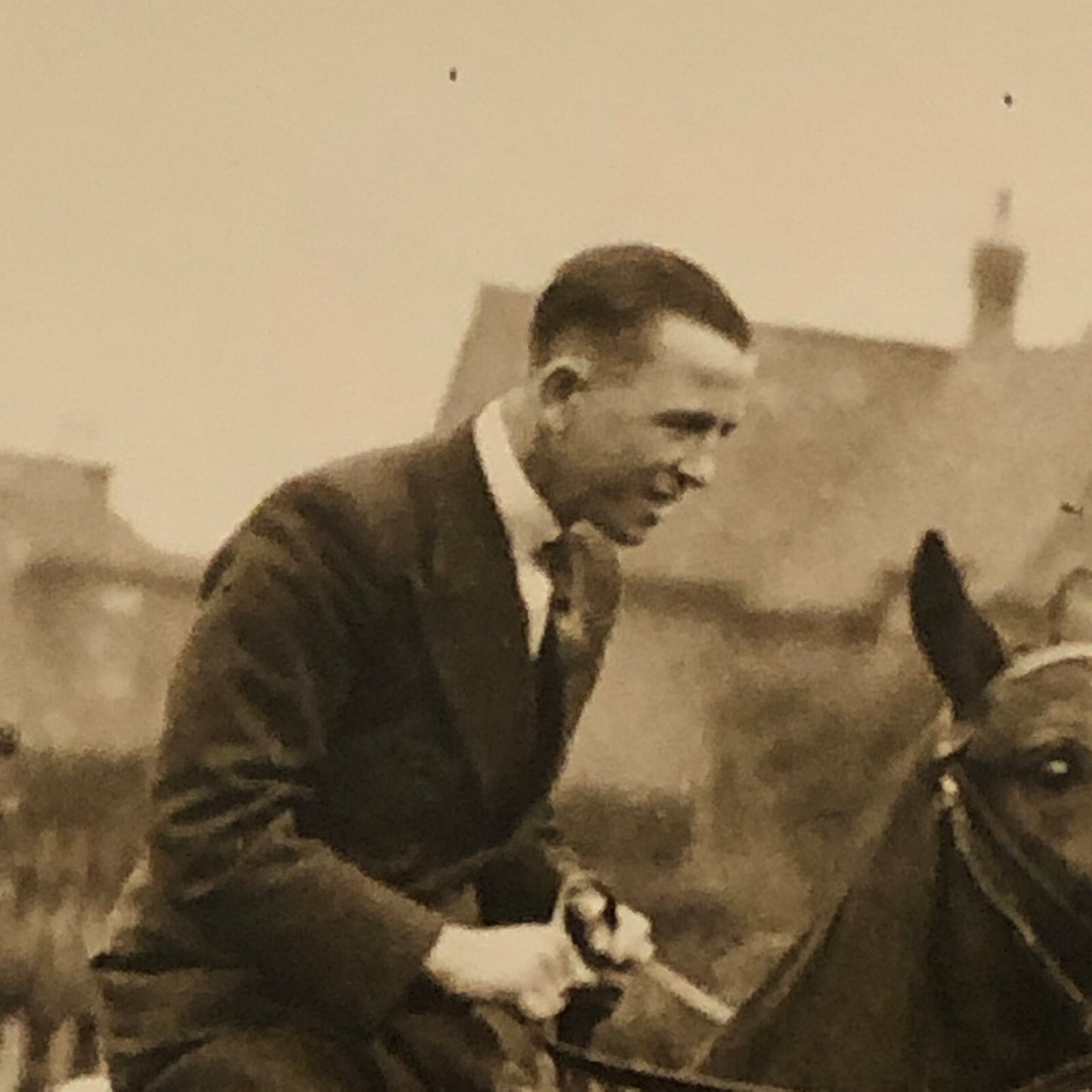 Press Photo Photograph Welterweight Boxer Jack Hood on Horse British 1933 Boxing