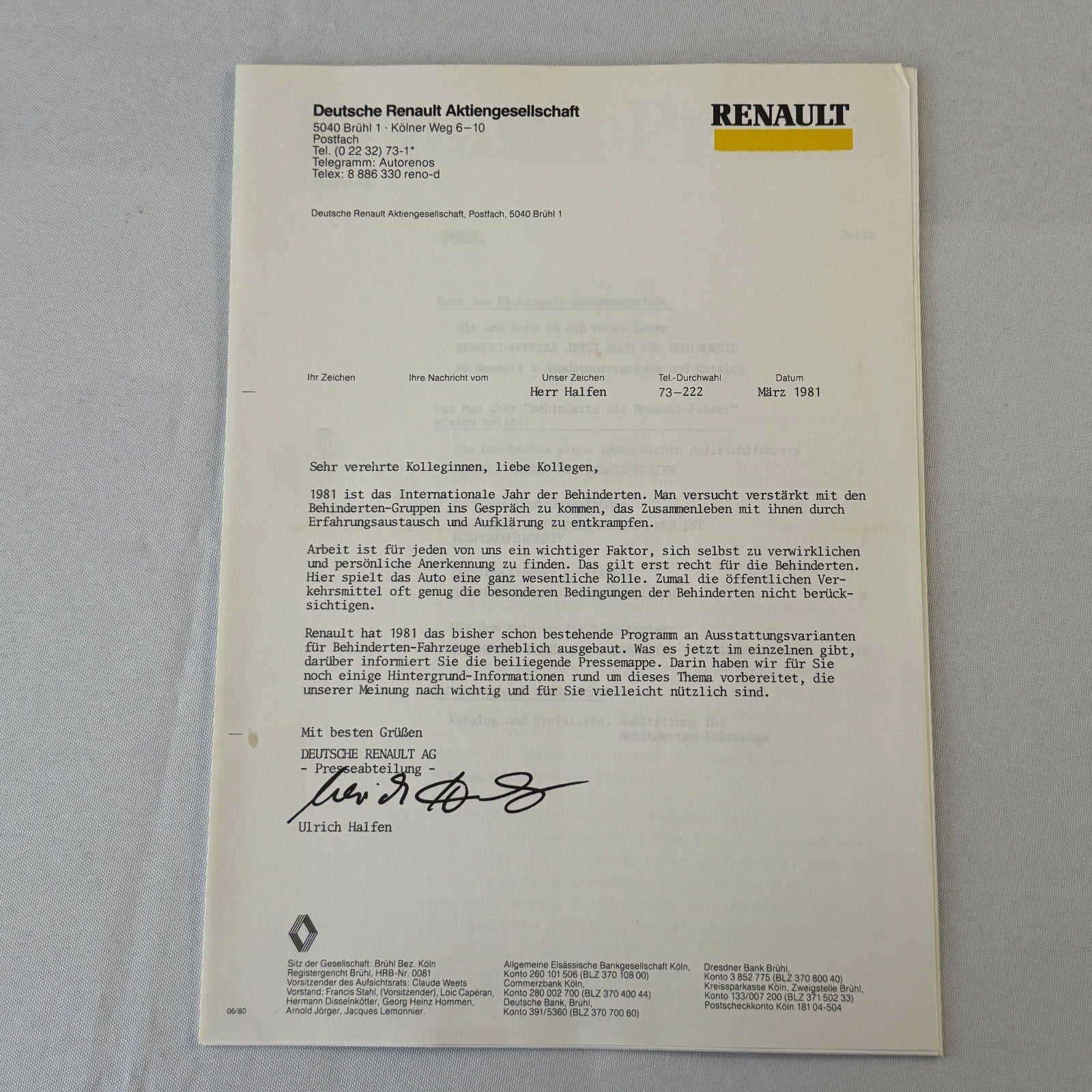 1981 Renault Disabled Driver Car Press Kit Brochure Photos Renault 5 18 Fuego
