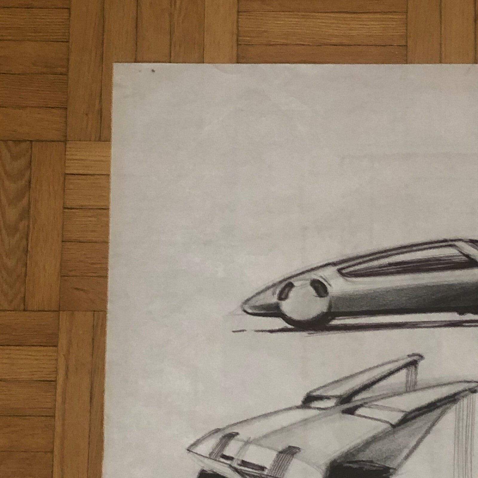 Vintage Design Illustration Sketch Art Lot of 2 Truck Car Construction