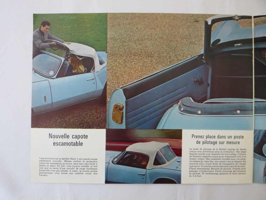 1960s Triumph Spitfire Mark 3 Sales Brochure Advertising Catalog - FRENCH TEXT