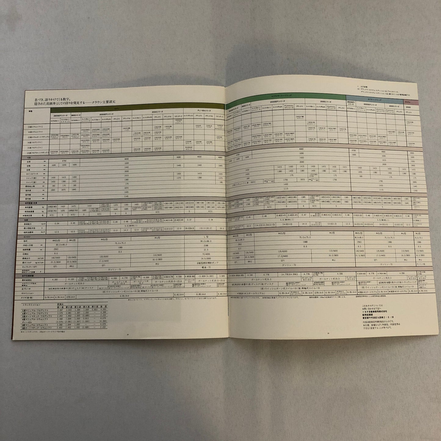 Toyota Crown Car Sales Brochure Catalog Advertising Japanese Text JDM