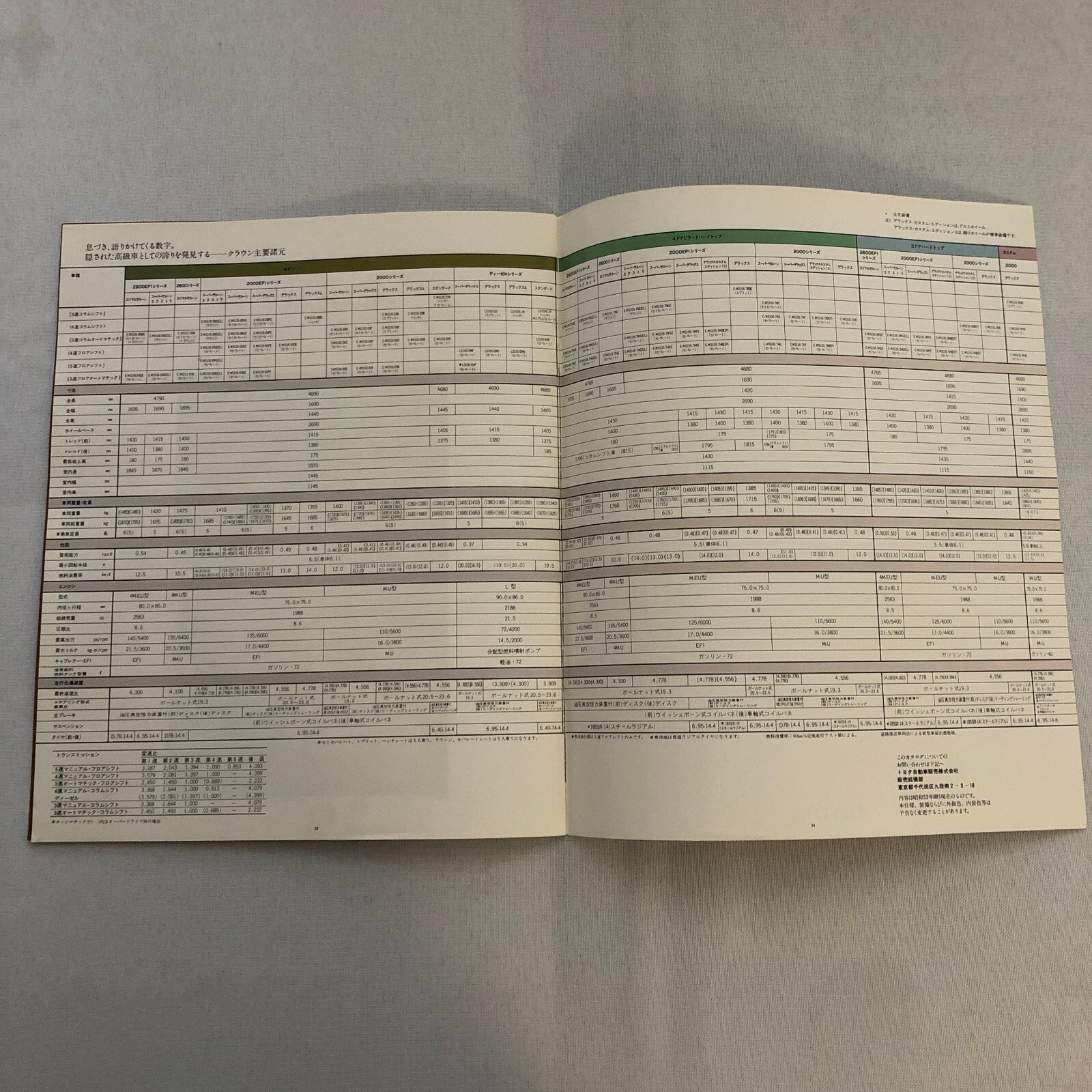 Toyota Crown Car Sales Brochure Catalog Advertising Japanese Text JDM