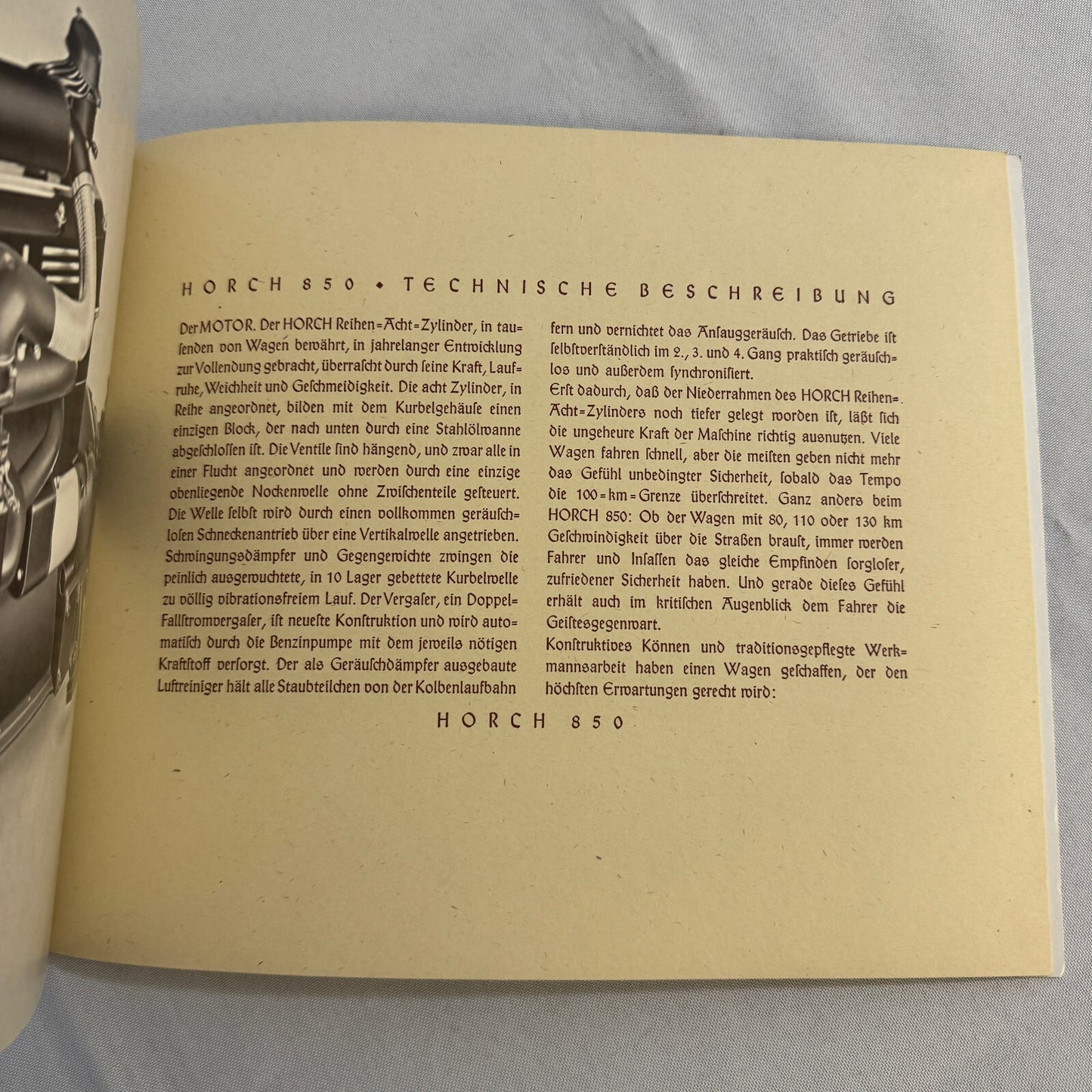 Auto Union Horch 850 Car Sales Brochure Catalog GERMAN Sports Cabriolet +