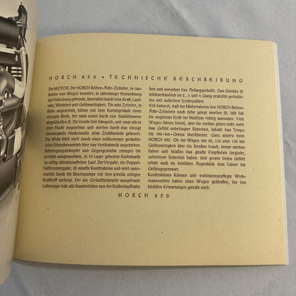 Auto Union Horch 850 Car Sales Brochure Catalog GERMAN Sports Cabriolet +