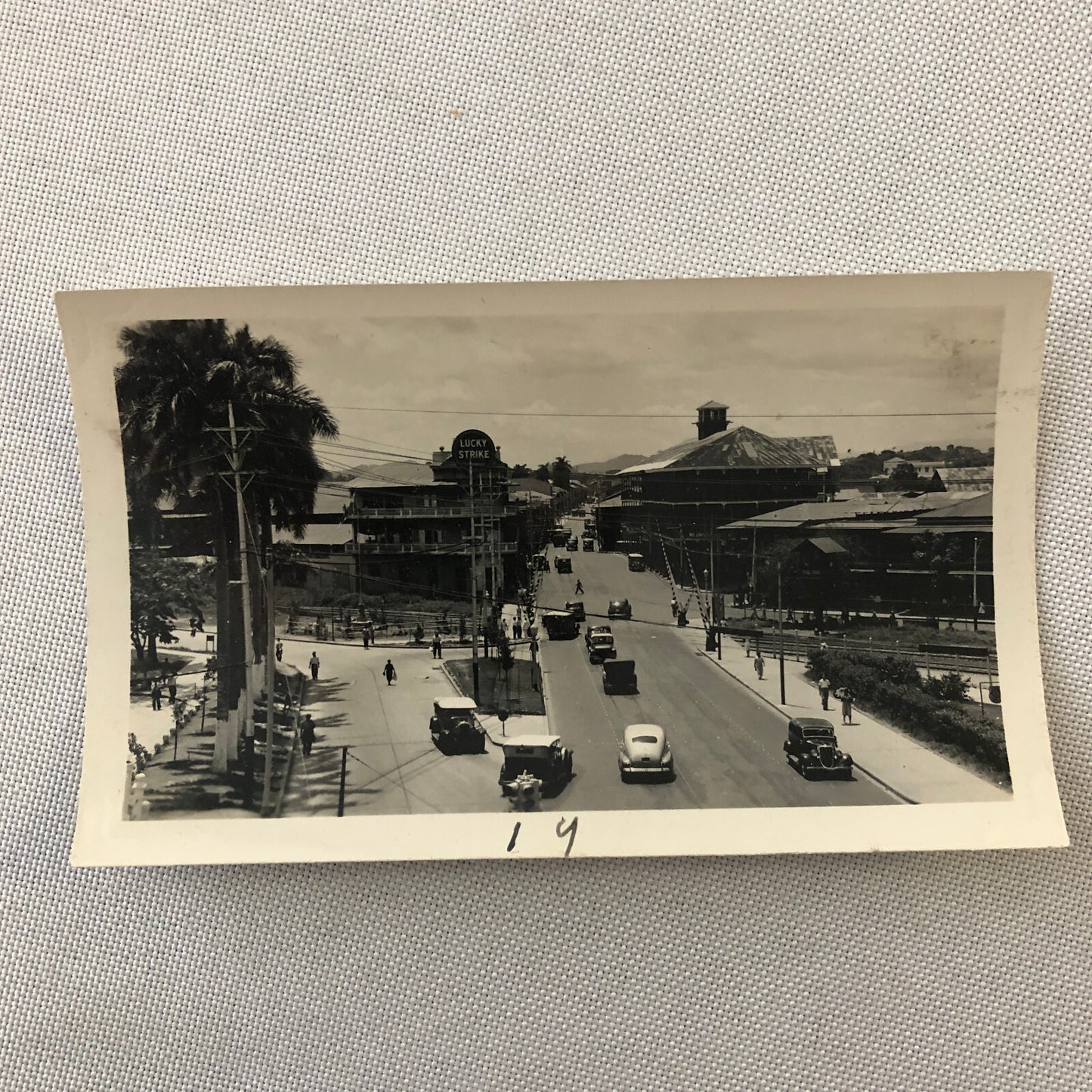 Vintage Street Scene Snapshot Photo Photograph Cars Automobile Lucky Strike Sign
