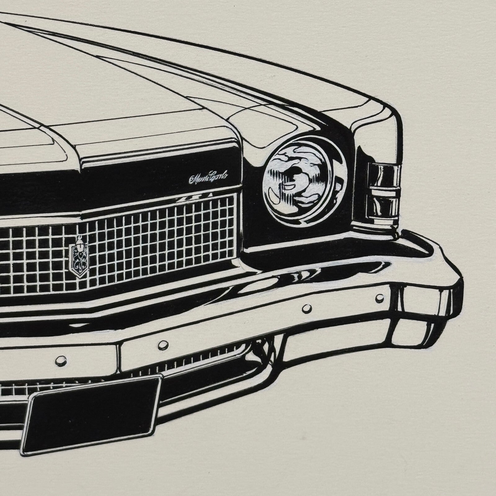 Chevrolet Monte Carlo Car Automobile Illustration Art Drawing Hand Drawn Vintage