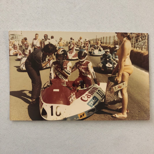 Vintage Motorcycle Sidecar Racing Photo photograph Rider Side Car