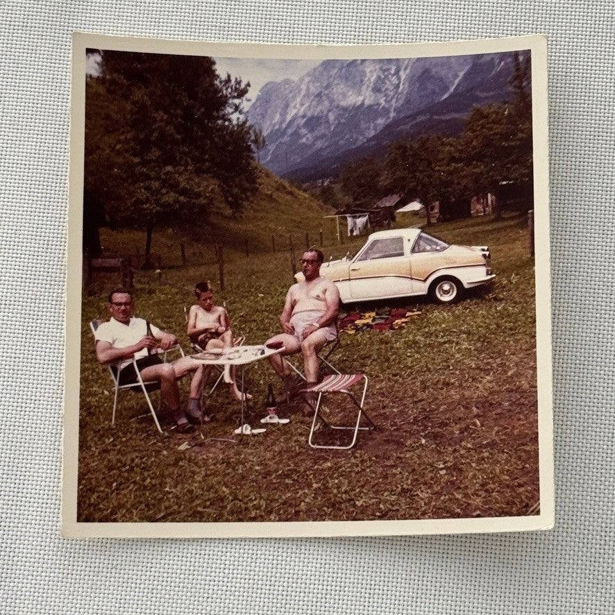 Micro Car at Camp Site Photo Photograph Print Vintage Snapshot Lot 3x Germany