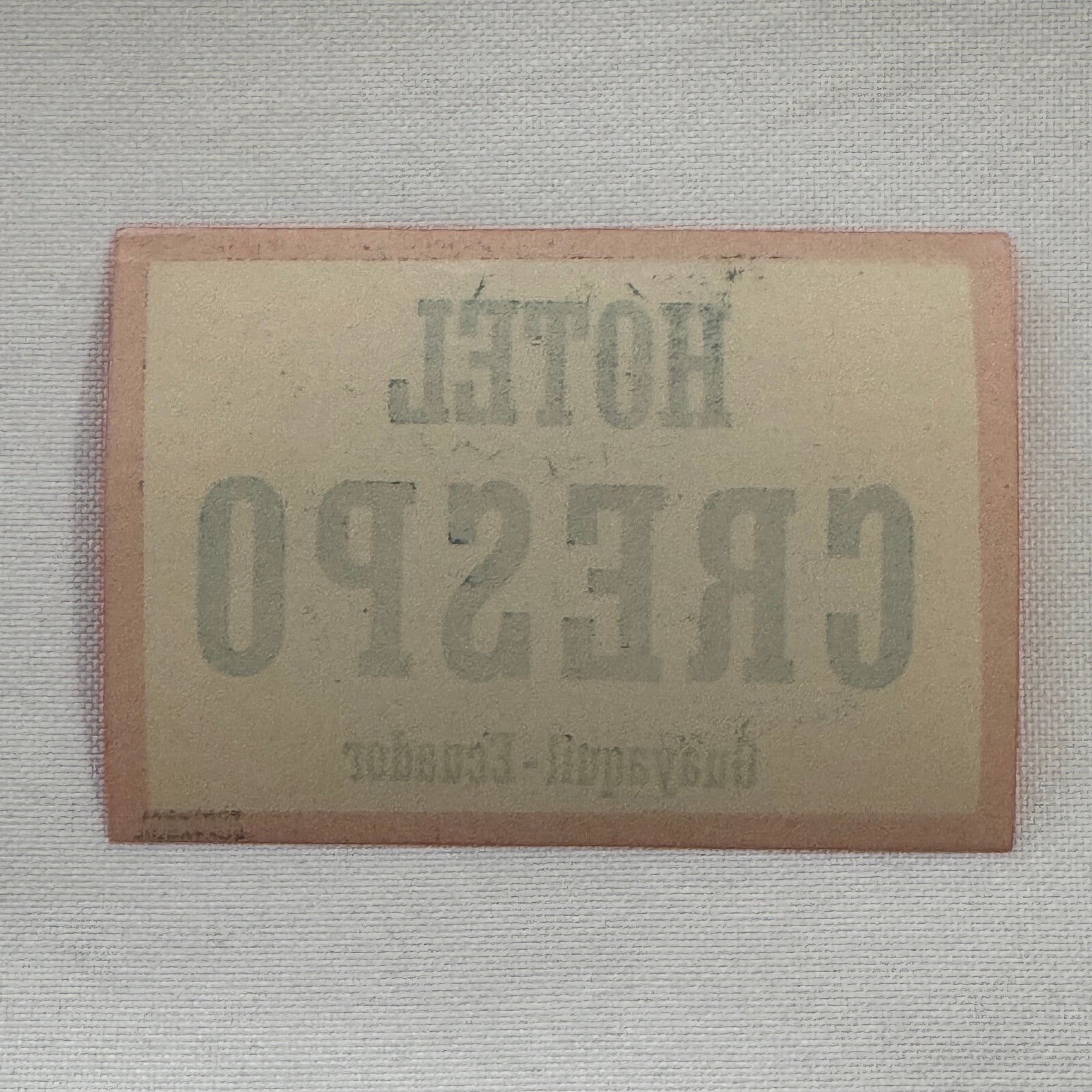 Vintage Travel Luggage Label Hotel Crespo Guayaquil Equador