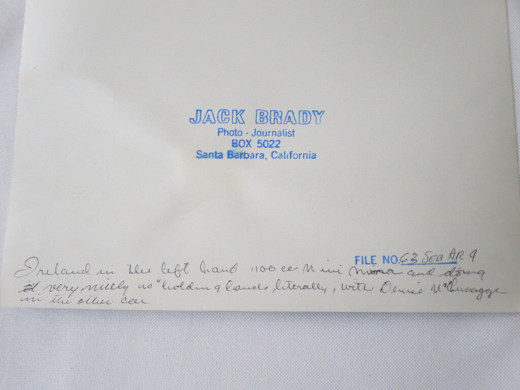 Vintage 1963 Morris Mini Minor Racing Photo Photograph Denise McLuggage Ireland 