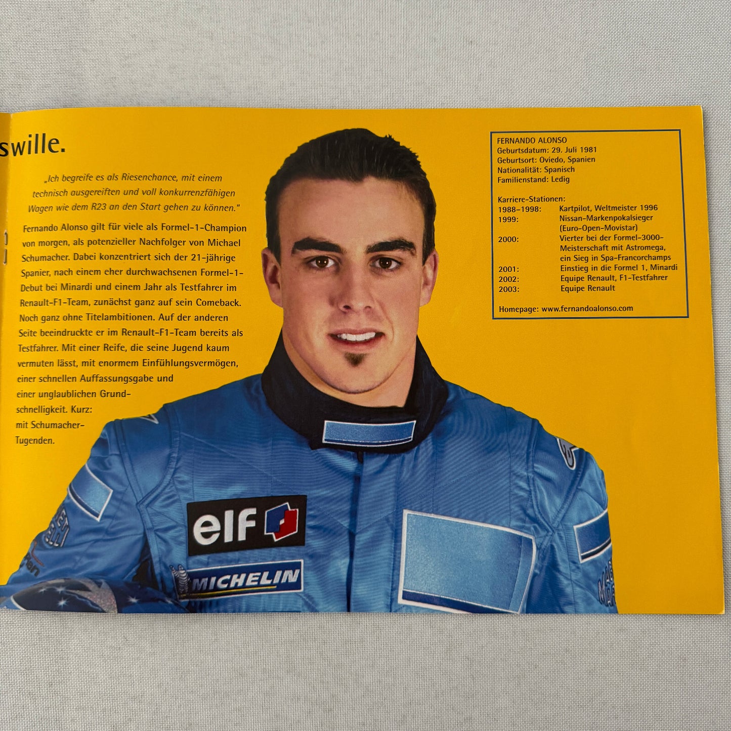 2002 Renault Formula One F1 Team Brochure Jarno Trulli Fernando Alonso