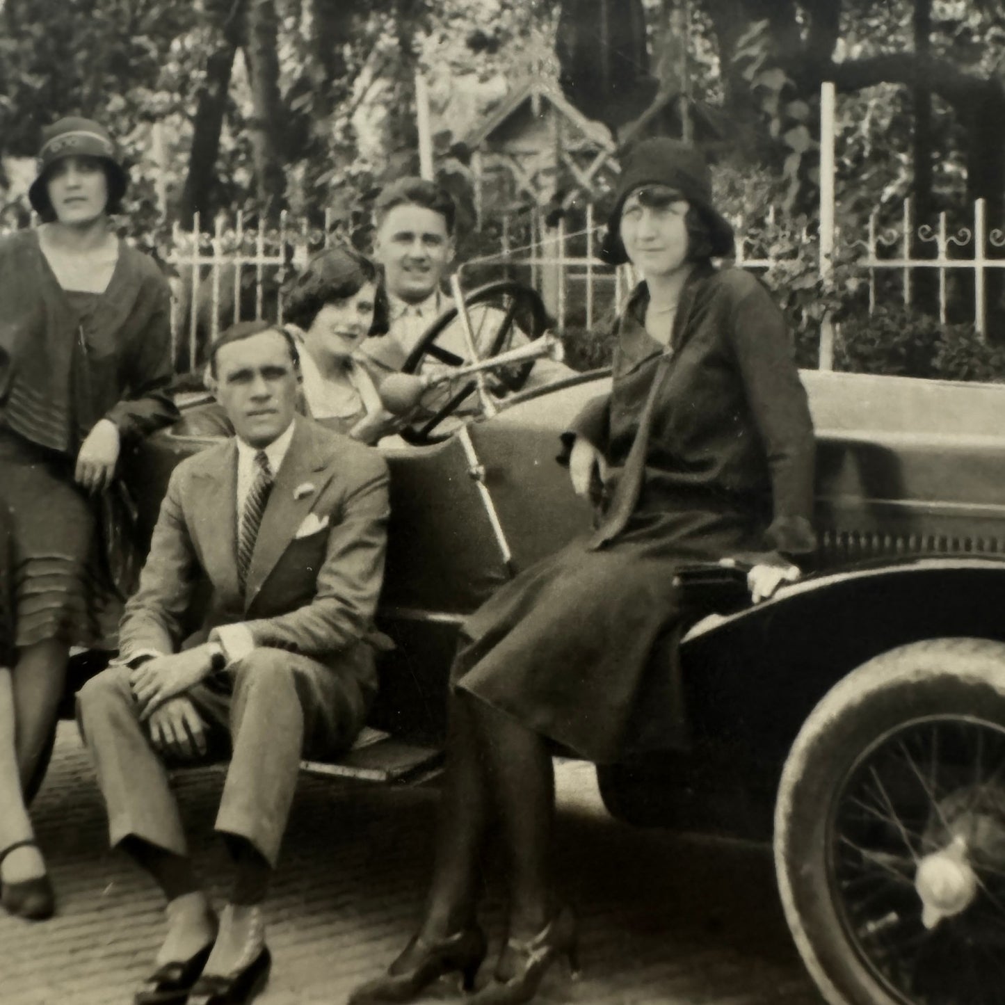 Vintage Postcard Real Photo Postcard RPPC People Fiat Car Automobile