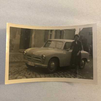 Vintage Photo Photograph Snapshot Lot of 2 Woman with Car Germany 1956 AL22SM1