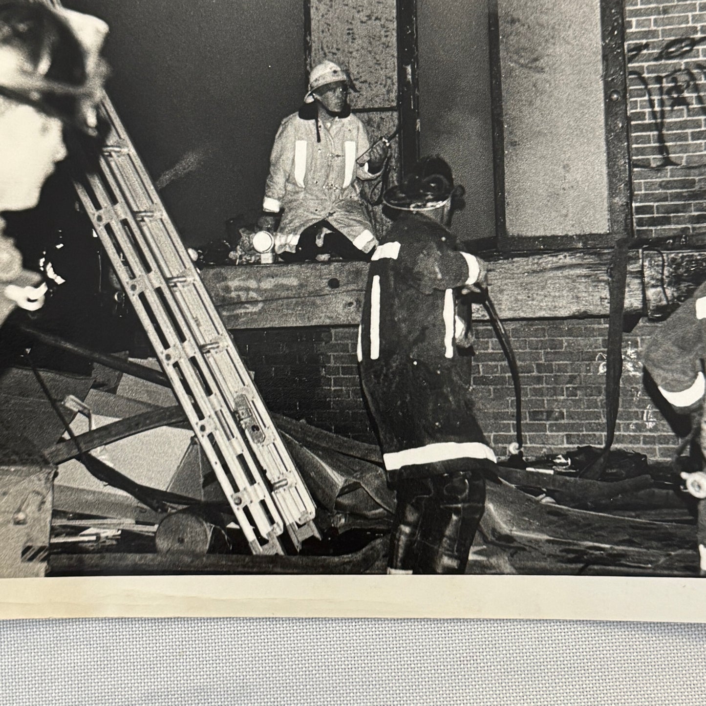 Firefighting Fire Fighter Fire Photo Photograph Print Vintage