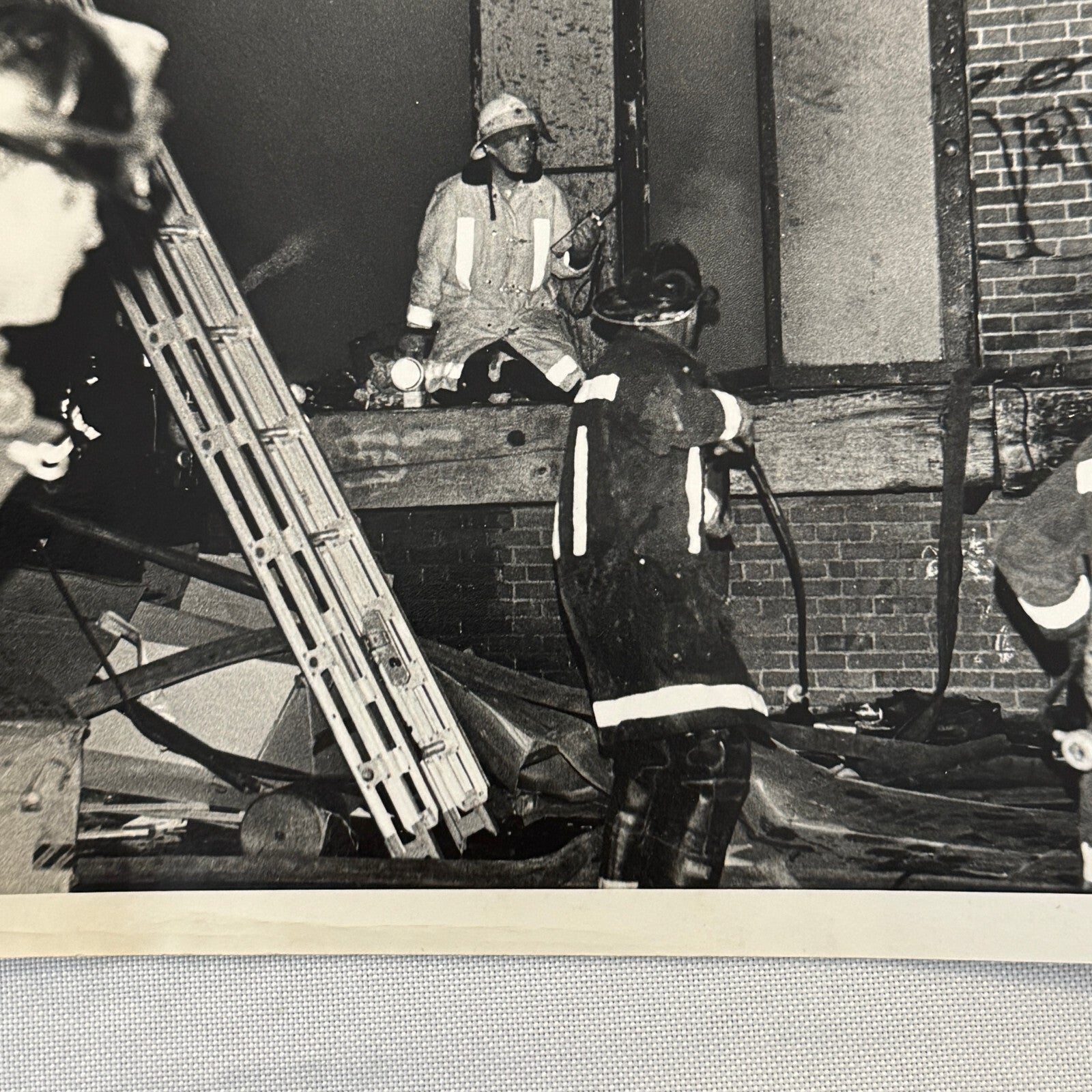 Firefighting Fire Fighter Fire Photo Photograph Print Vintage