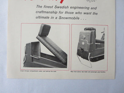 Vintage Sno-Fury MKII Swedish Snowmobile Snow Mobile Sales Sheet Brochure