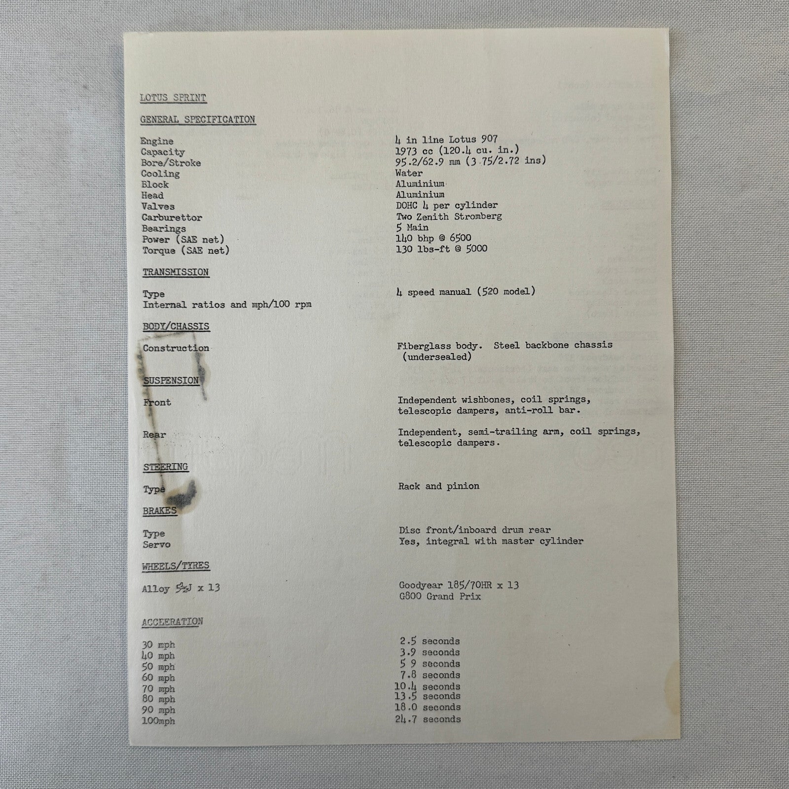 1976 Lotus Car Press Kit Brochure Photo Photograph Lotus Elite Lotus Esprit +