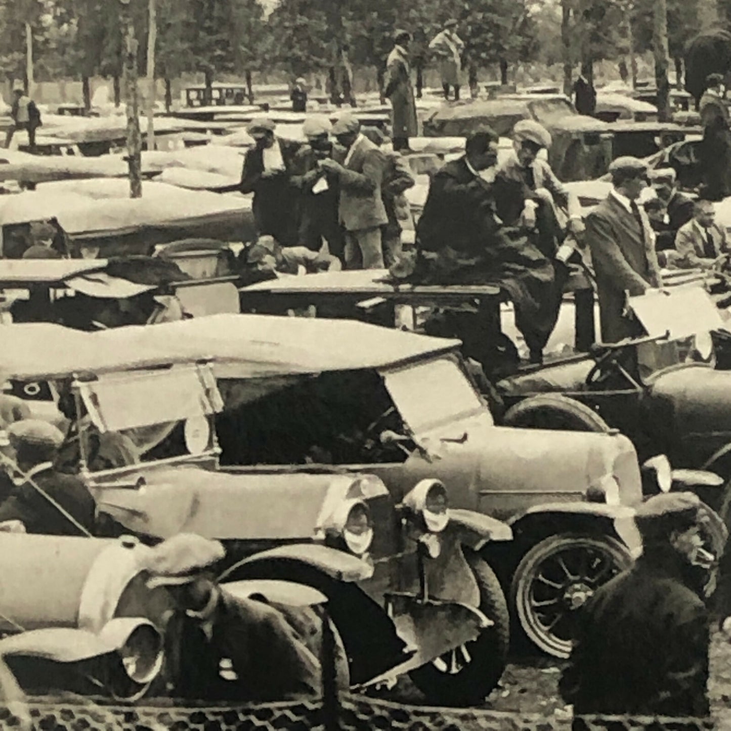Antique Press Photo Photograph Meurisse Cars and Racing Spectators Paris Nice 