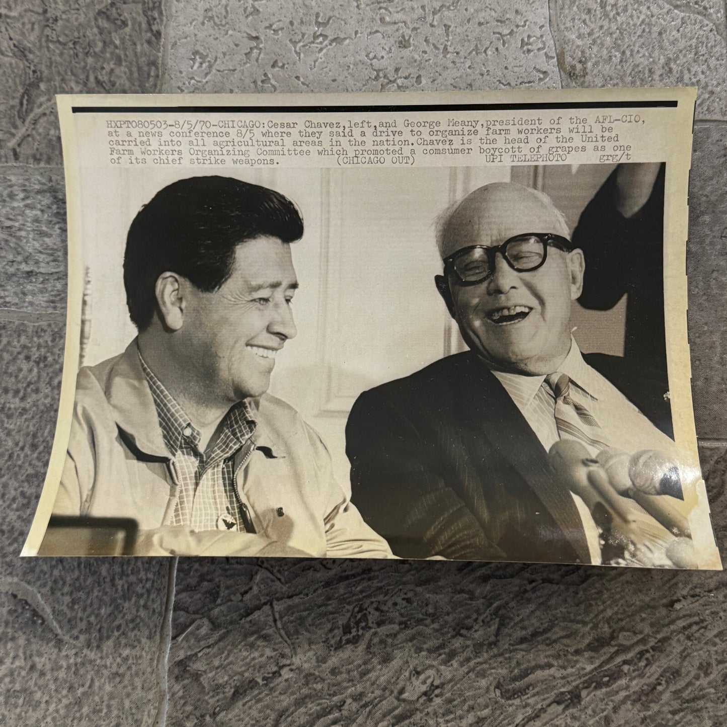 1970 Press Photo Cesar Chavez George Meany Farm Union Organization Civil Rights