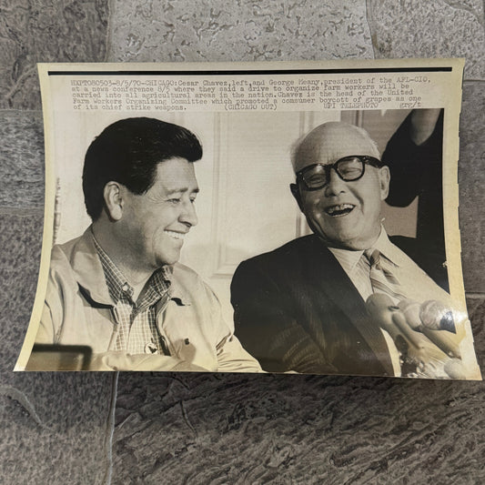 1970 Press Photo Cesar Chavez George Meany Farm Union Organization Civil Rights