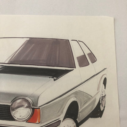 Vintage Concept Car Design Illustration Sketch Drawing Art Signed NOTTRODT