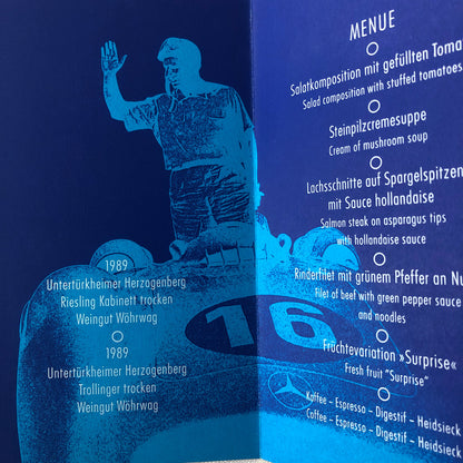 1991 A Tribute to Juan Manual Fangio Mercedes Benz Museum Menu Event Brochure 