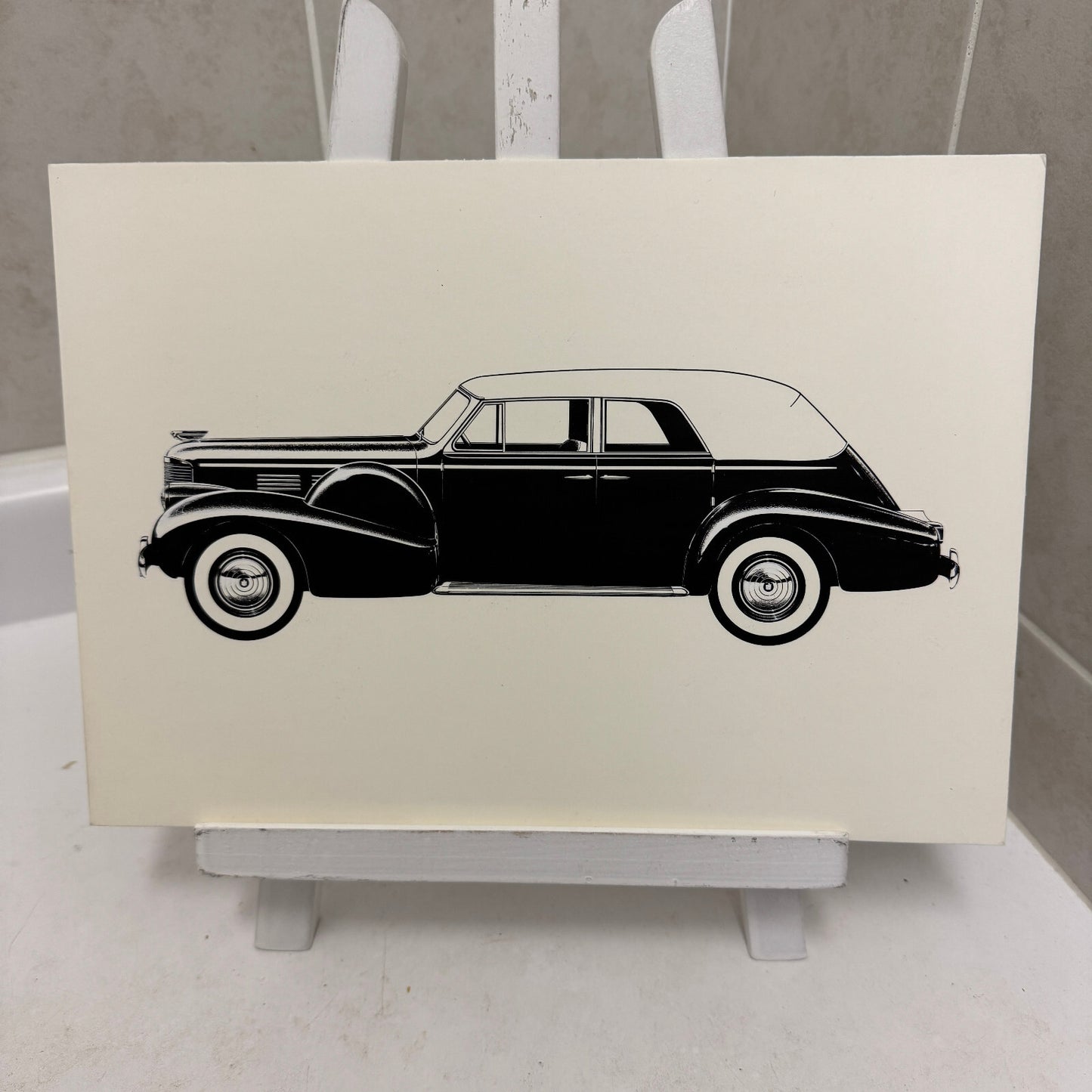 1938 Cadillac V8 Convertible Phaeton Illustration Art Drawing Hand Drawn