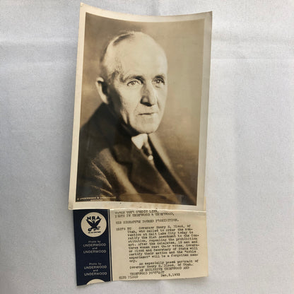 Press Photo Photograph Prohibition Repeal 21st Amendment Henry H Blood 1933