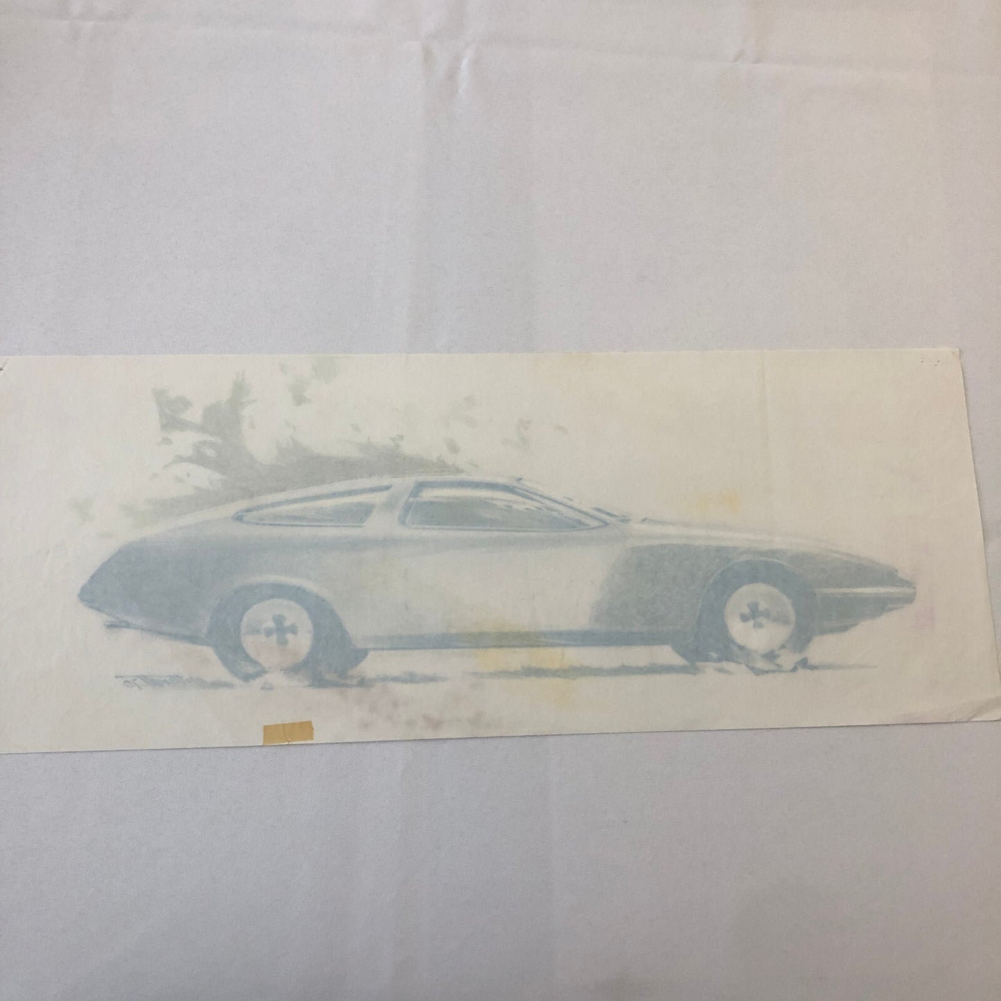 Vintage Concept Car Design Illustration Sketch Drawing Art Signed NOTTRODT 1970