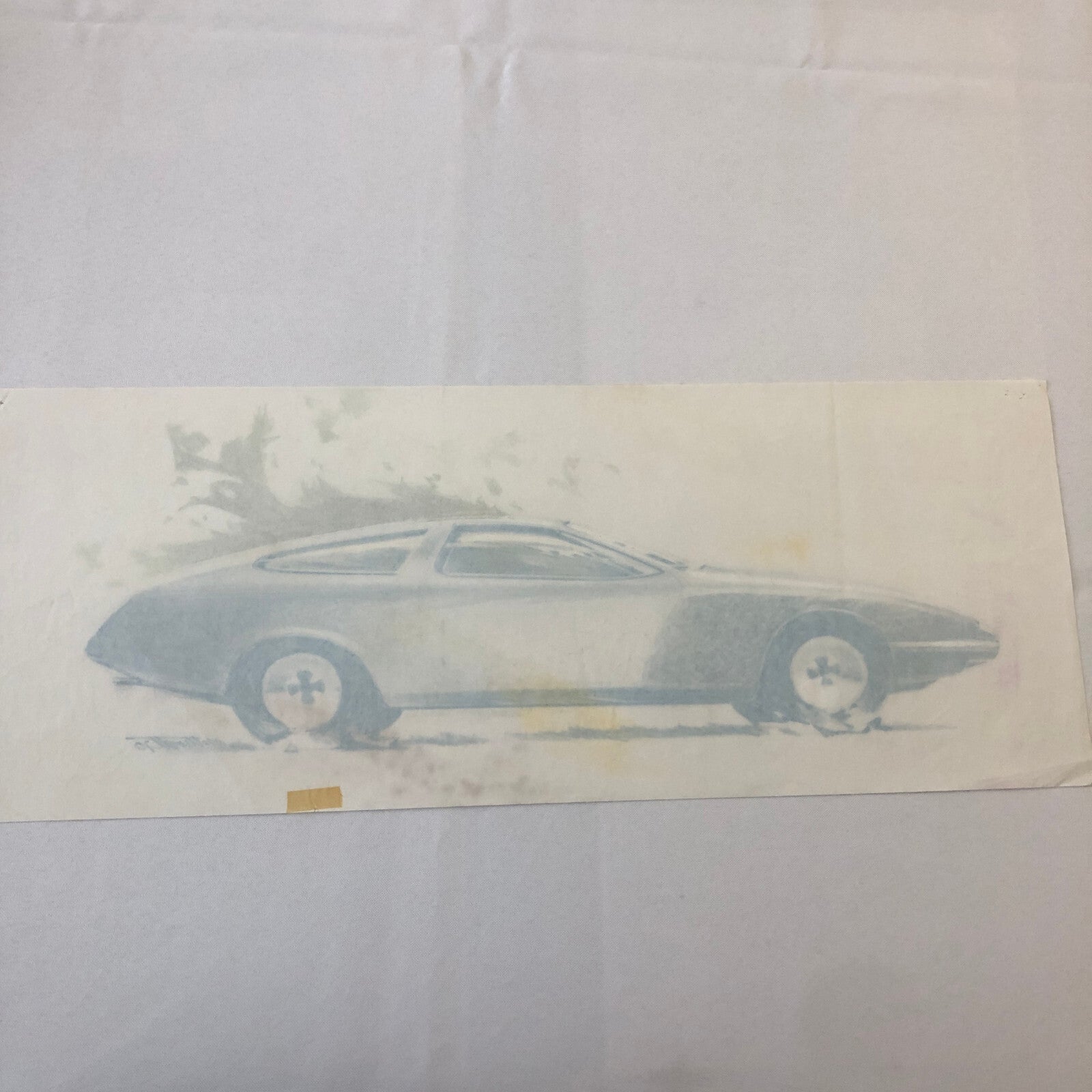 Vintage Concept Car Design Illustration Sketch Drawing Art Signed NOTTRODT 1970