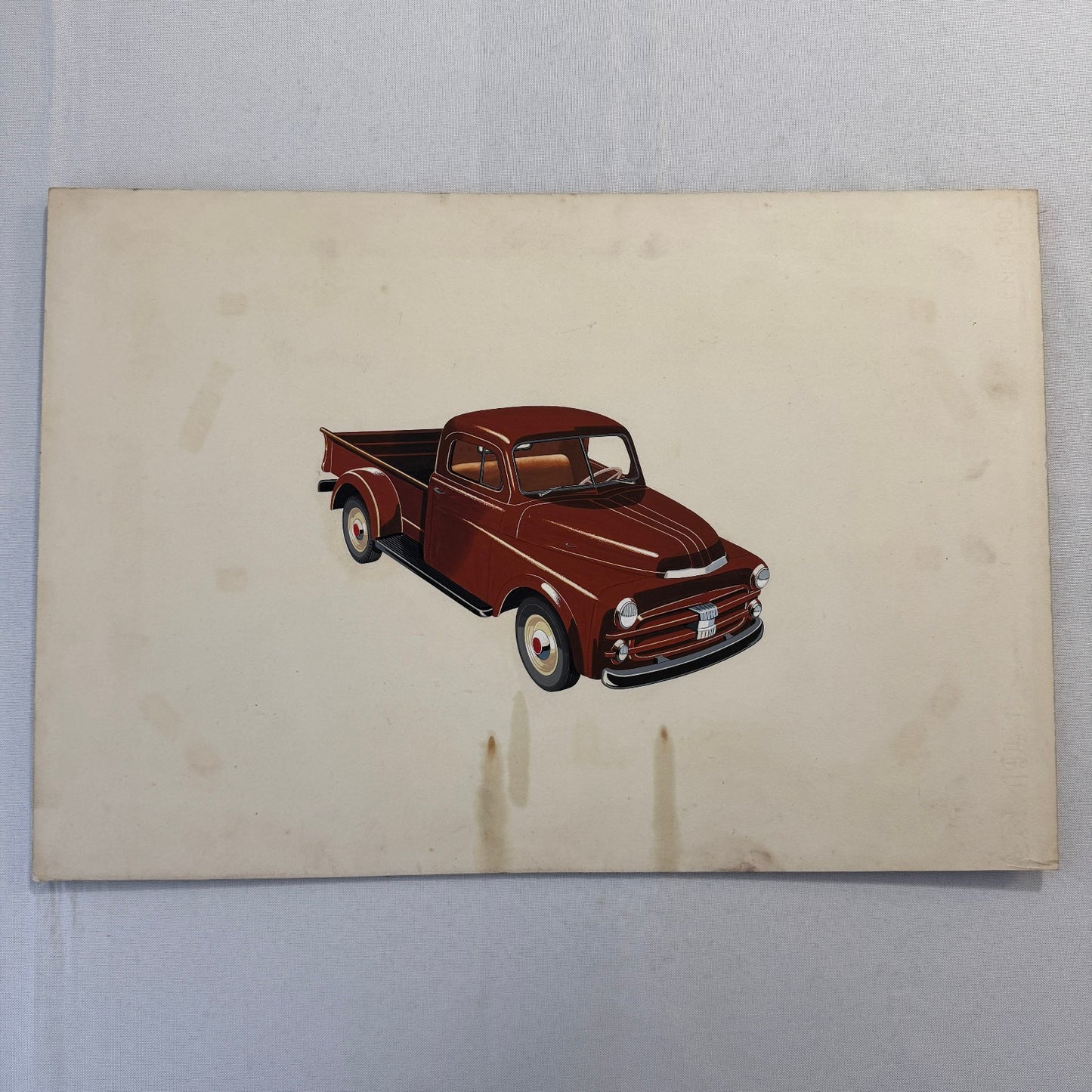 Vintage Pickup Truck Concept Car Design Sketch Rendering Illustration Original