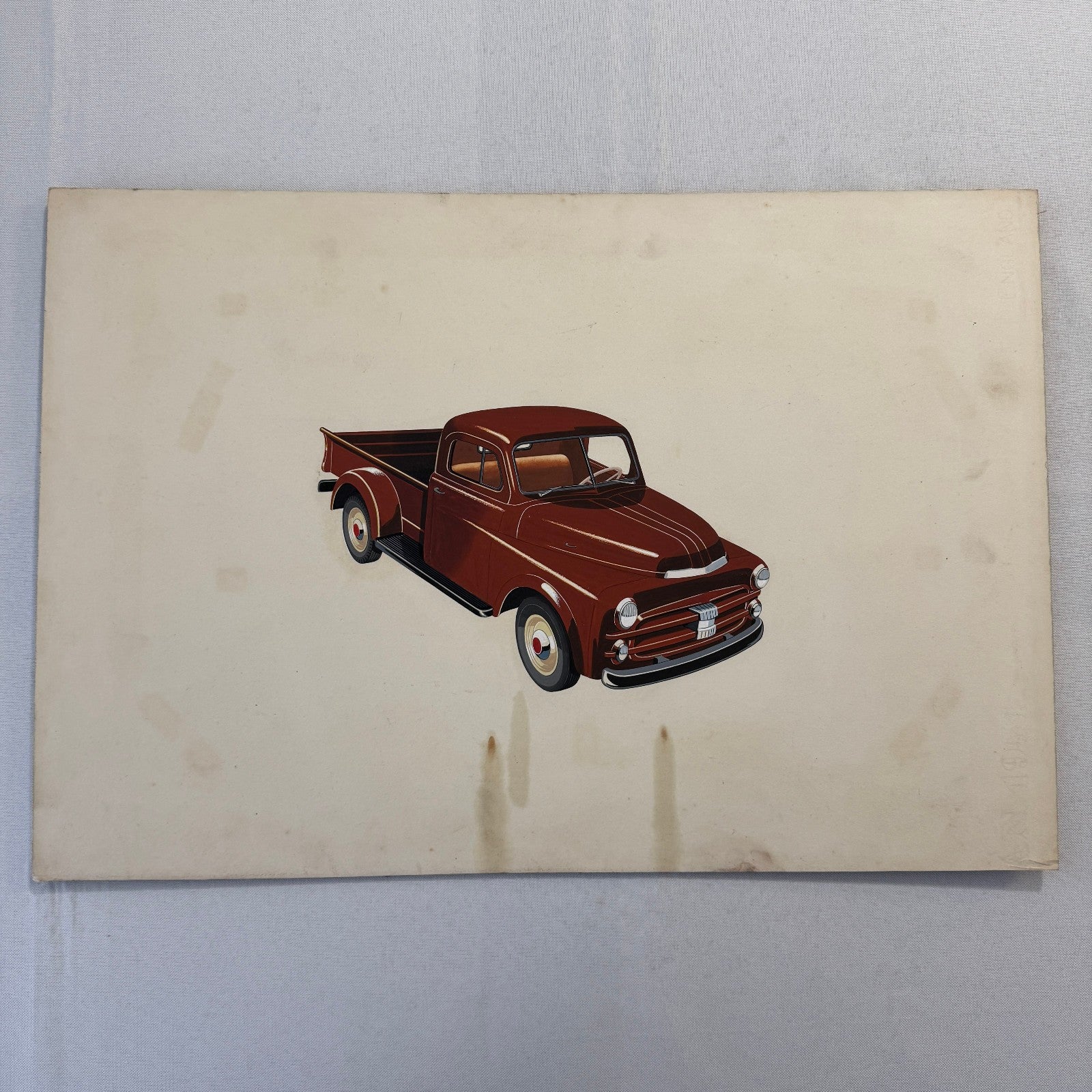 Vintage Pickup Truck Concept Car Design Sketch Rendering Illustration Original