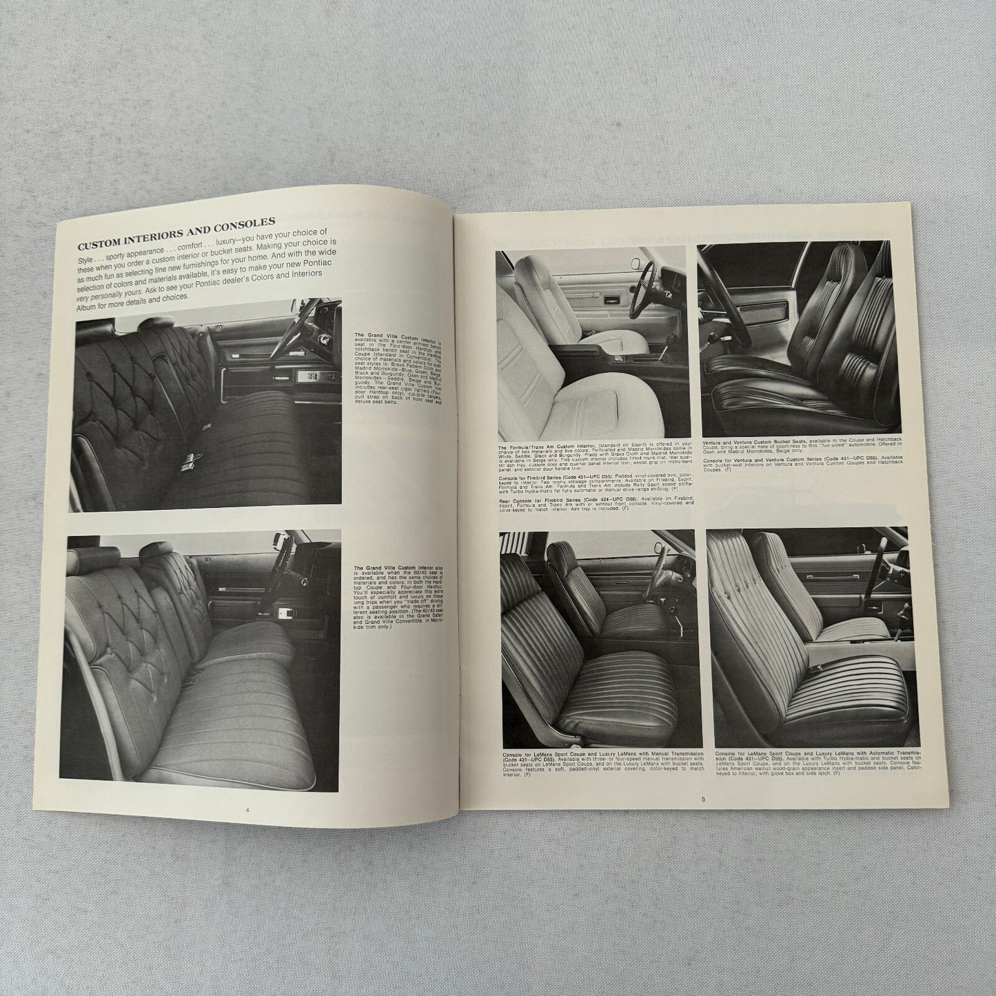 1973 Pontiac ACCESSORIES Sales Brochure Catalog Firebird Ventura GTO Catalina +