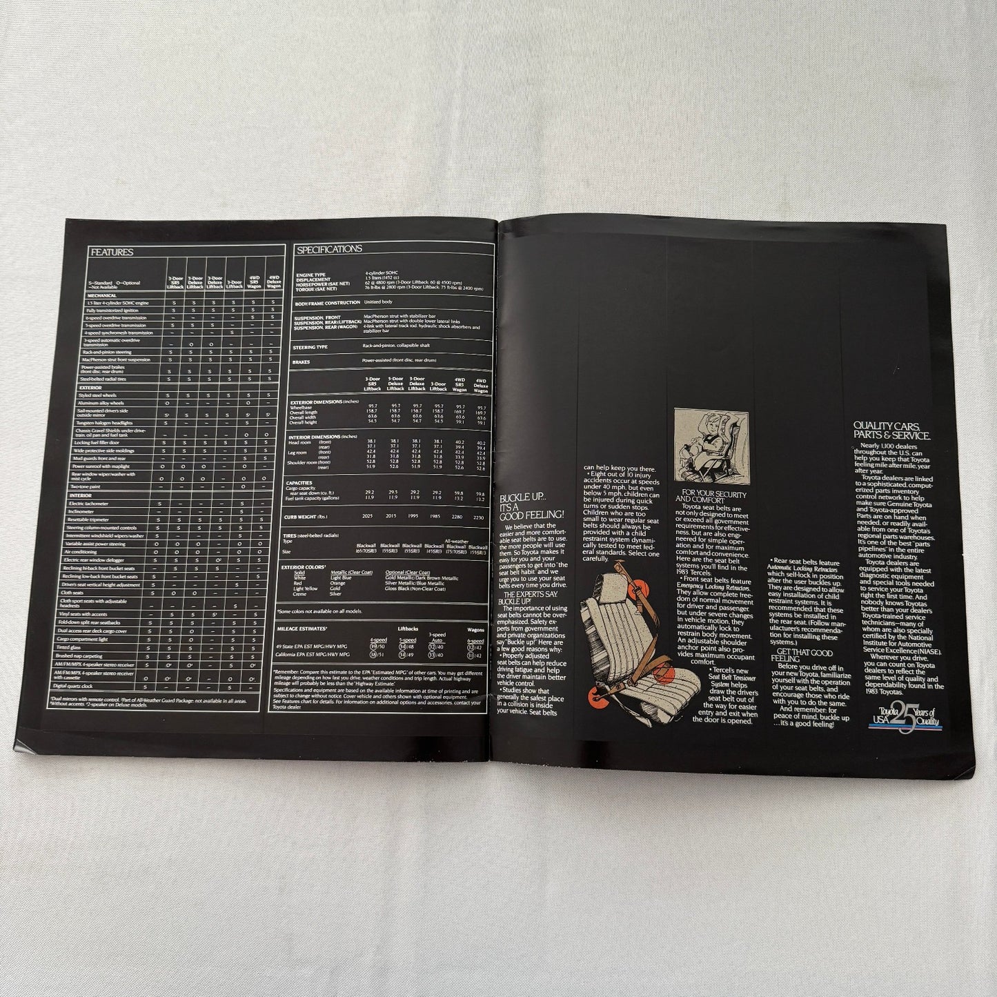 1983 Toyota Tercel Car Sales Brochure Catalog SR5 Wagon Liftback 4WD Vintage