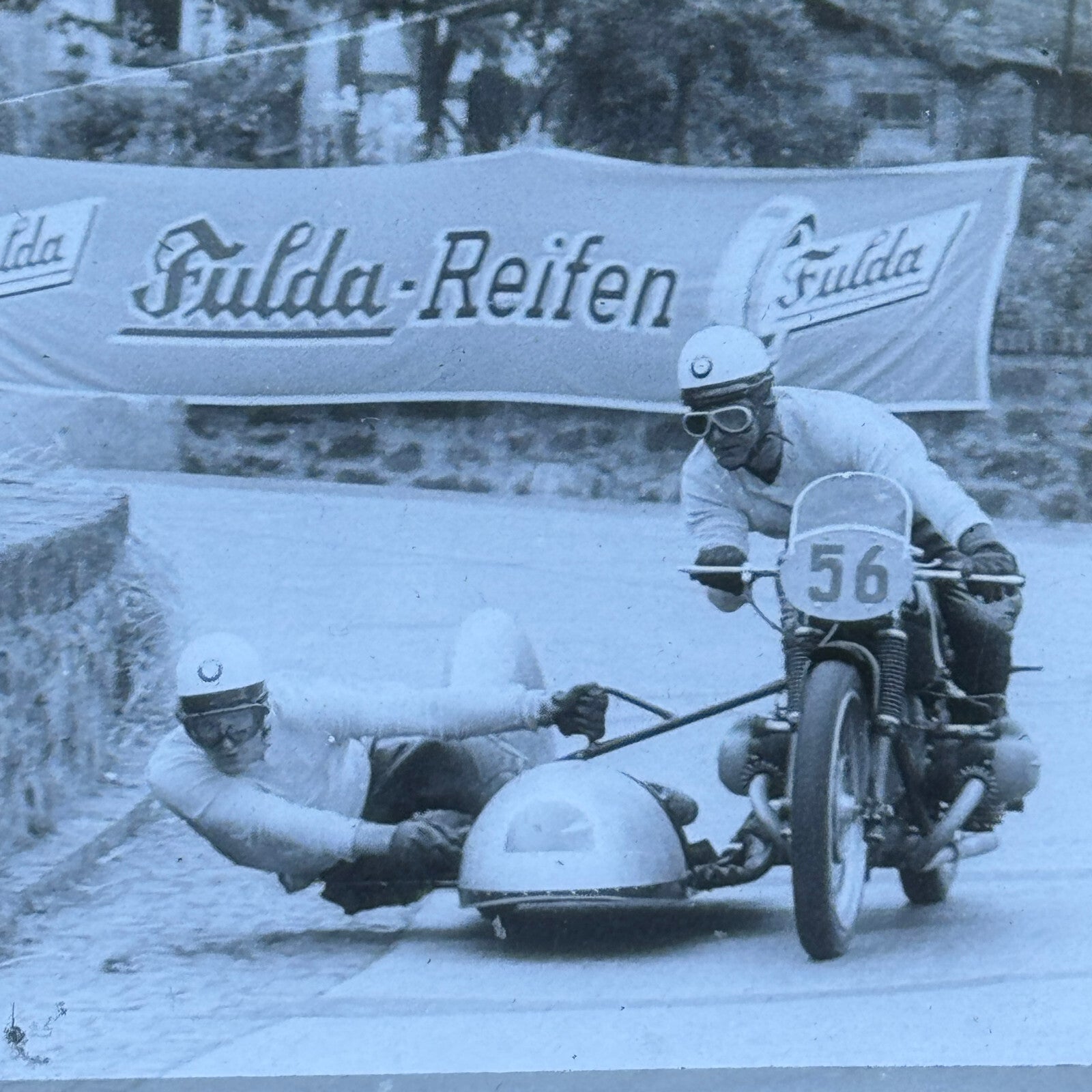 Glass Plate Lantern Slide Motorcycle Sidecar Racing Race German BMW Kraus Huser