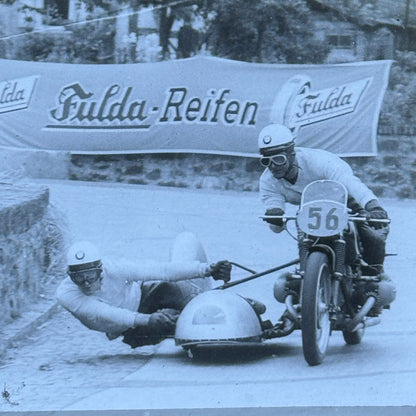 Glass Plate Lantern Slide Motorcycle Sidecar Racing Race German BMW Kraus Huser