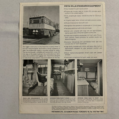 1968 Vista Villa Motorhome Camper Van Sales Brochure Catalog Chevrolet GMC