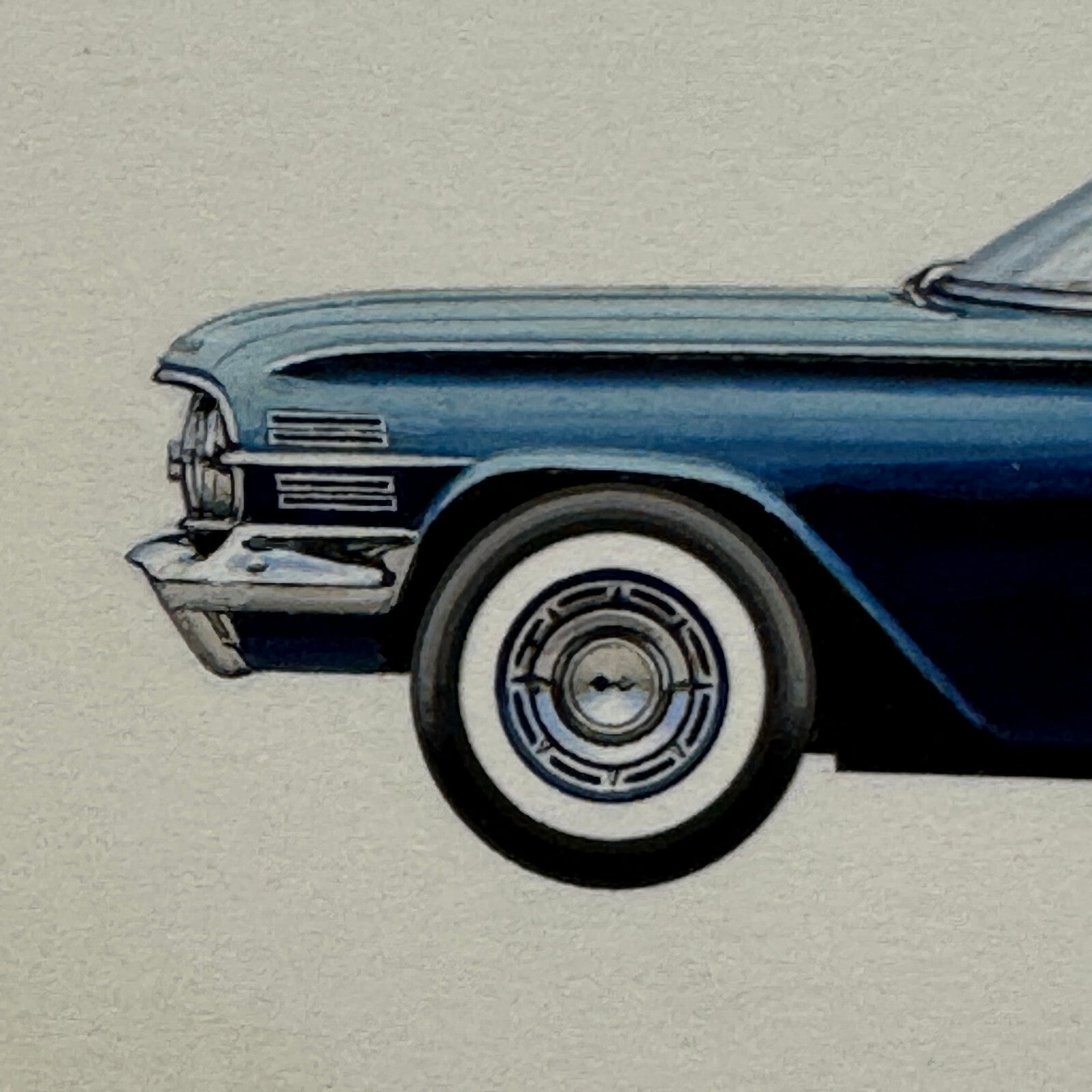 1960 Chevrolet Impala Sport Sedan Car Illustration Art Drawing Vintage Miniature