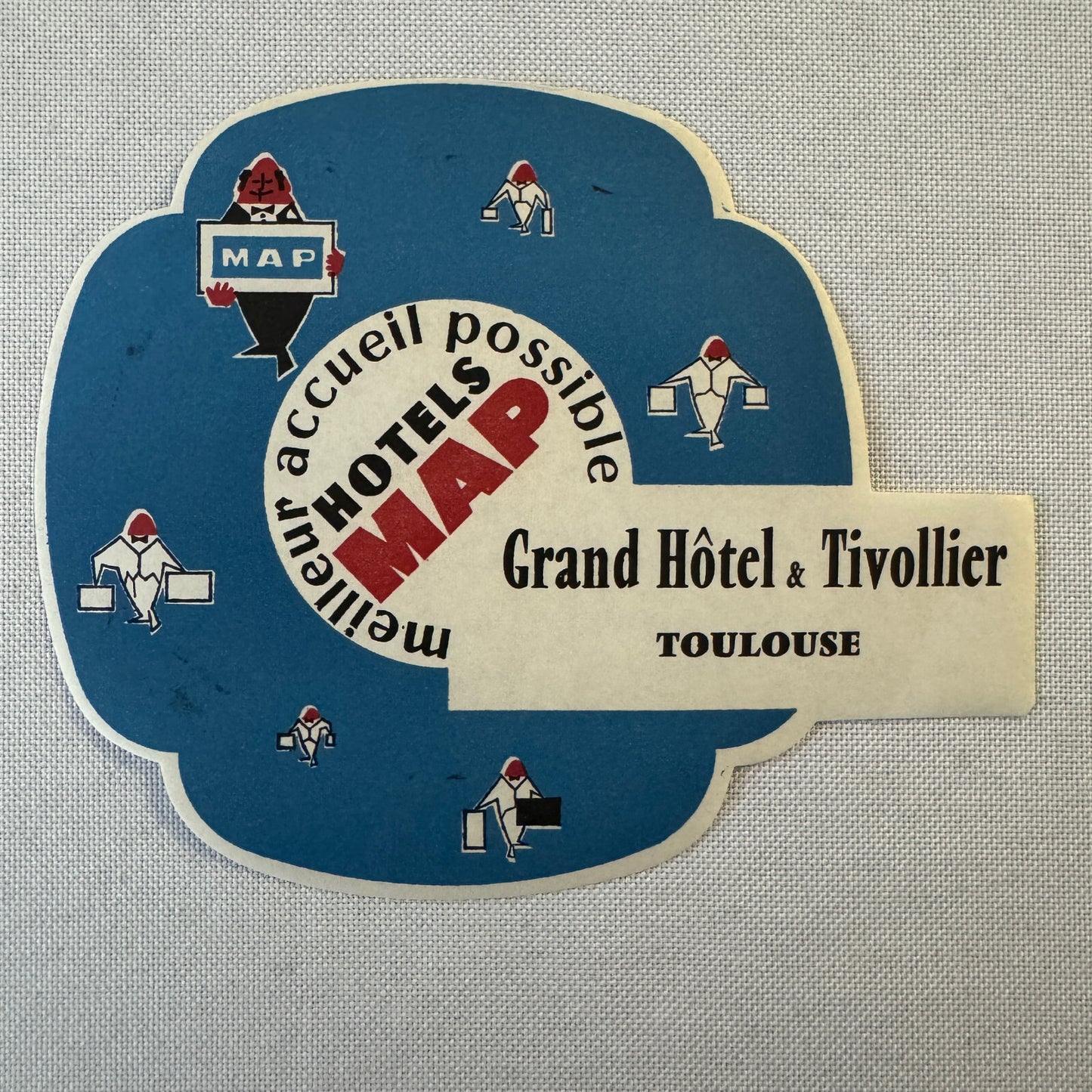 Vintage Hotel Travel Luggage Label Toulouse France French Grand Hotel Tivollier