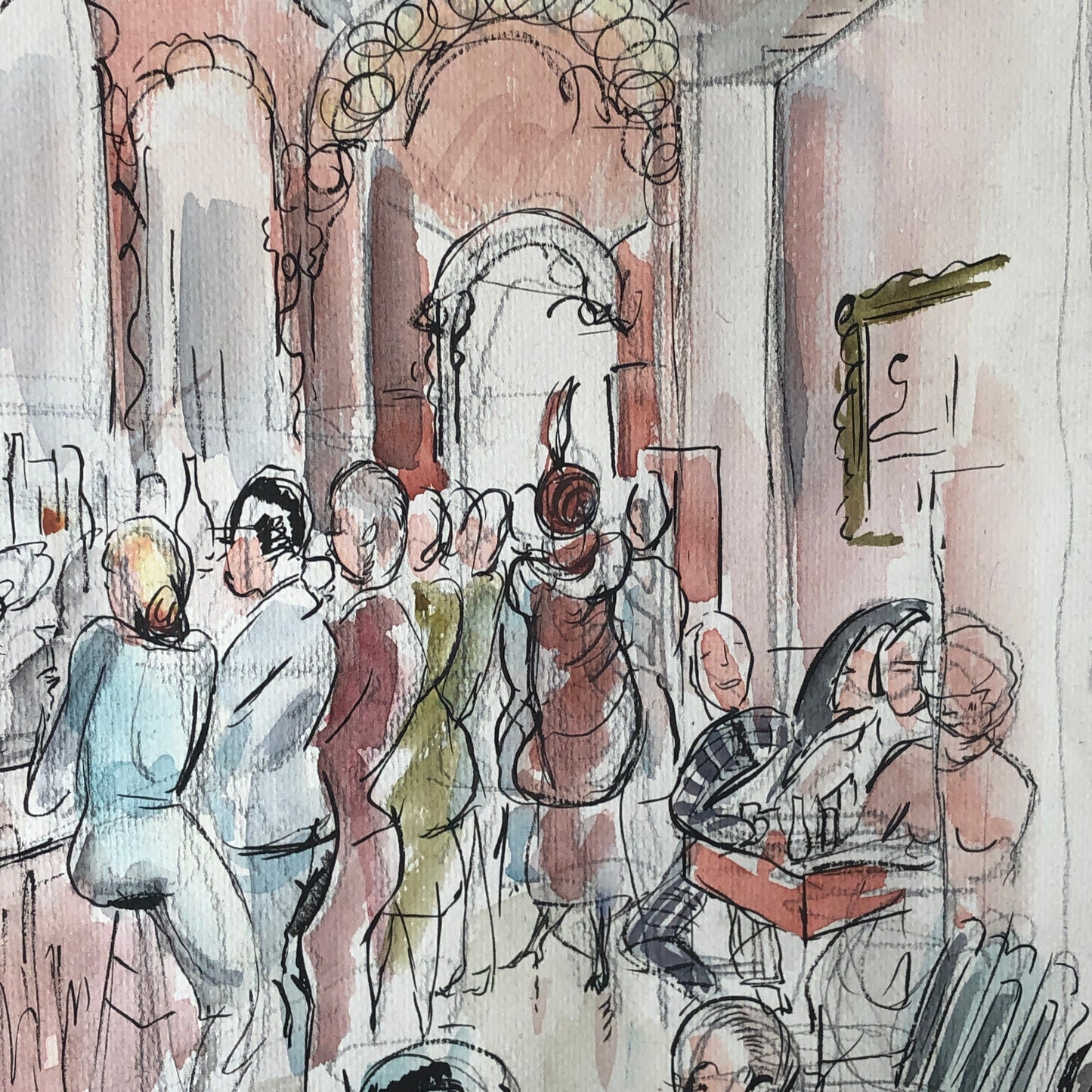 Vintage Painting Art Artwork Artist Arthur E Sudler Bar Scene People Men Women