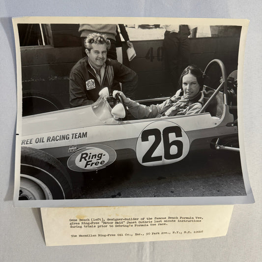 Vintage Racing Photo Janet Guthrie Formula Vee Race Gene Beach Car Motorsport