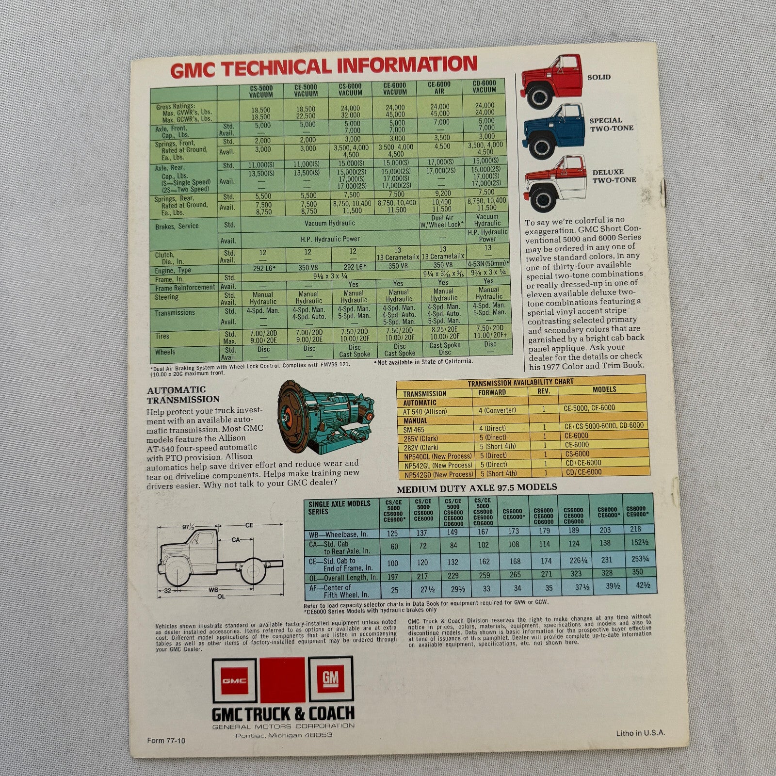 GMC 97.5 Conventional Series Truck Sales Brochure Catalog 5000 6000 Vintage