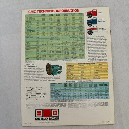 GMC 97.5 Conventional Series Truck Sales Brochure Catalog 5000 6000 Vintage