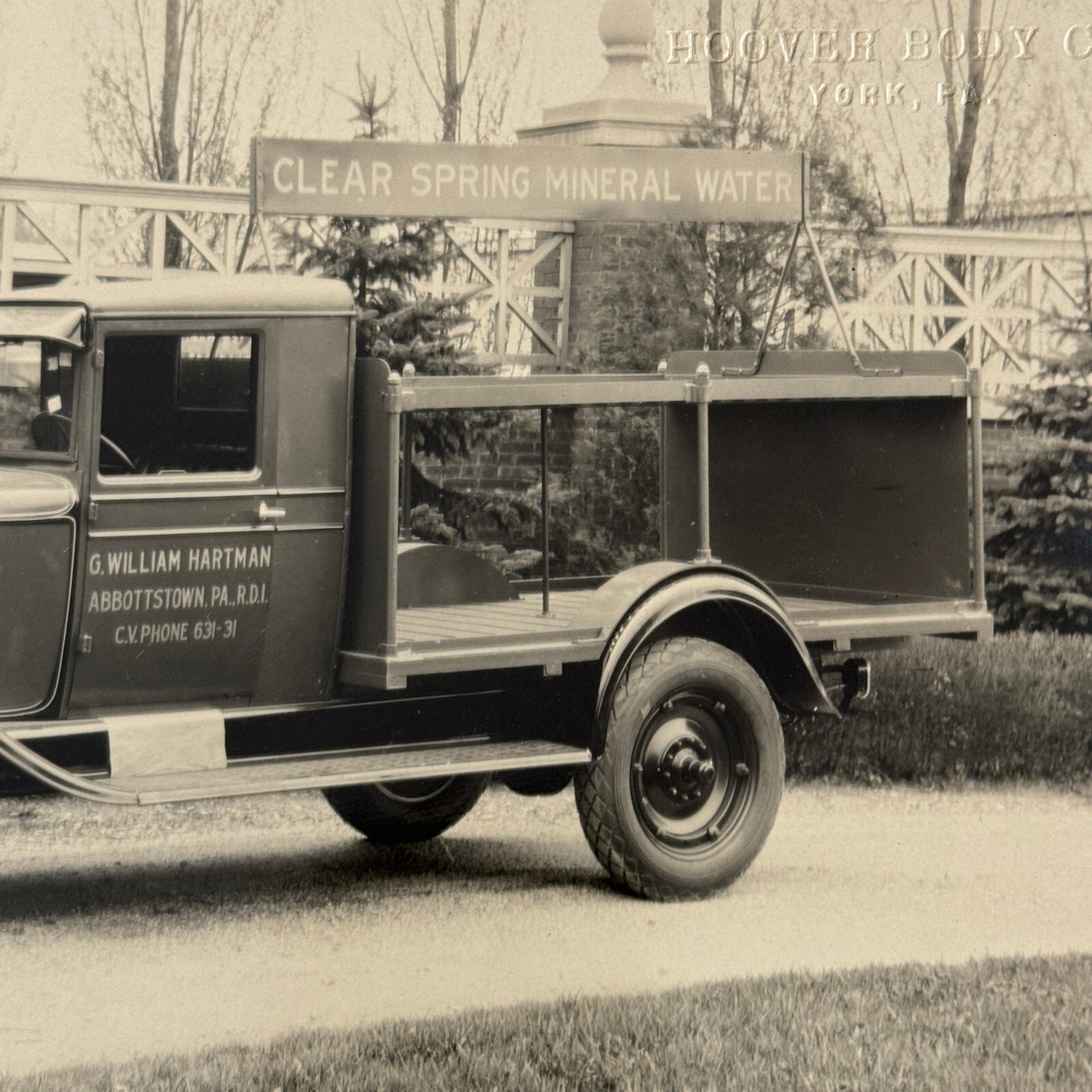 Hoover Body Company Antique Truck Factory Press Photo Photograph Water Truck