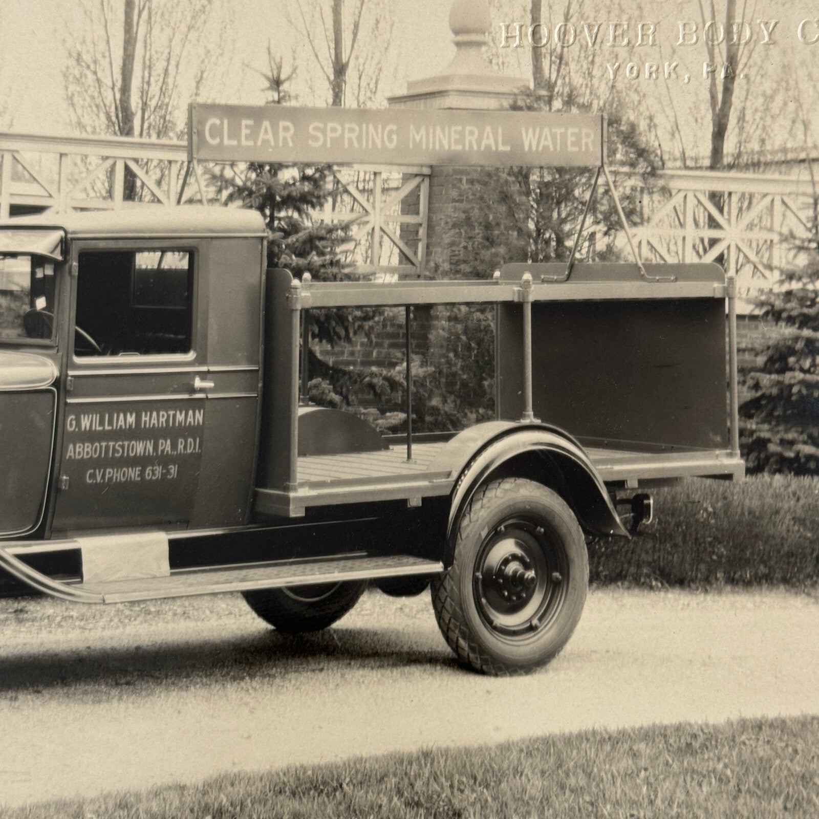 Hoover Body Company Antique Truck Factory Press Photo Photograph Water Truck