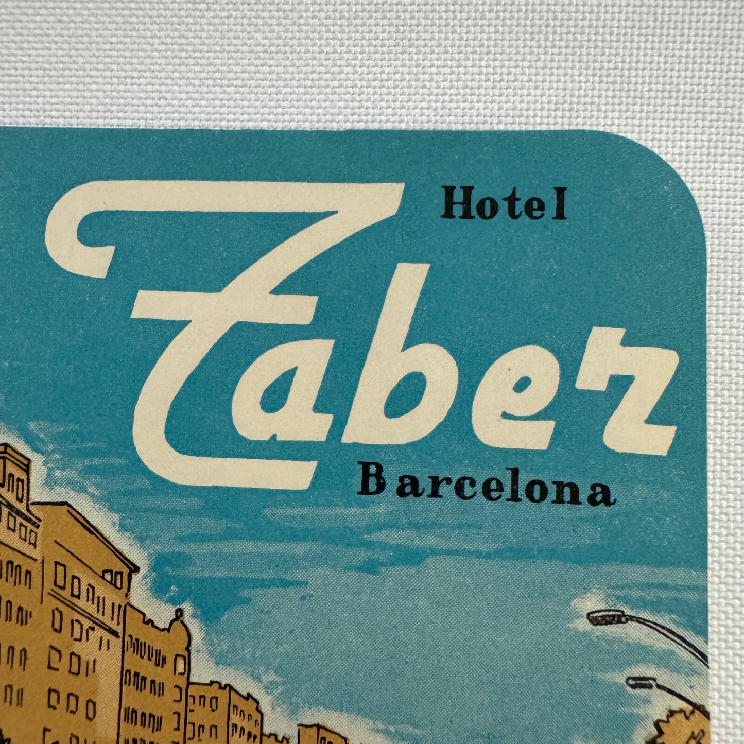 Vintage Travel Luggage Label Hotel Faber Barcelona Spain