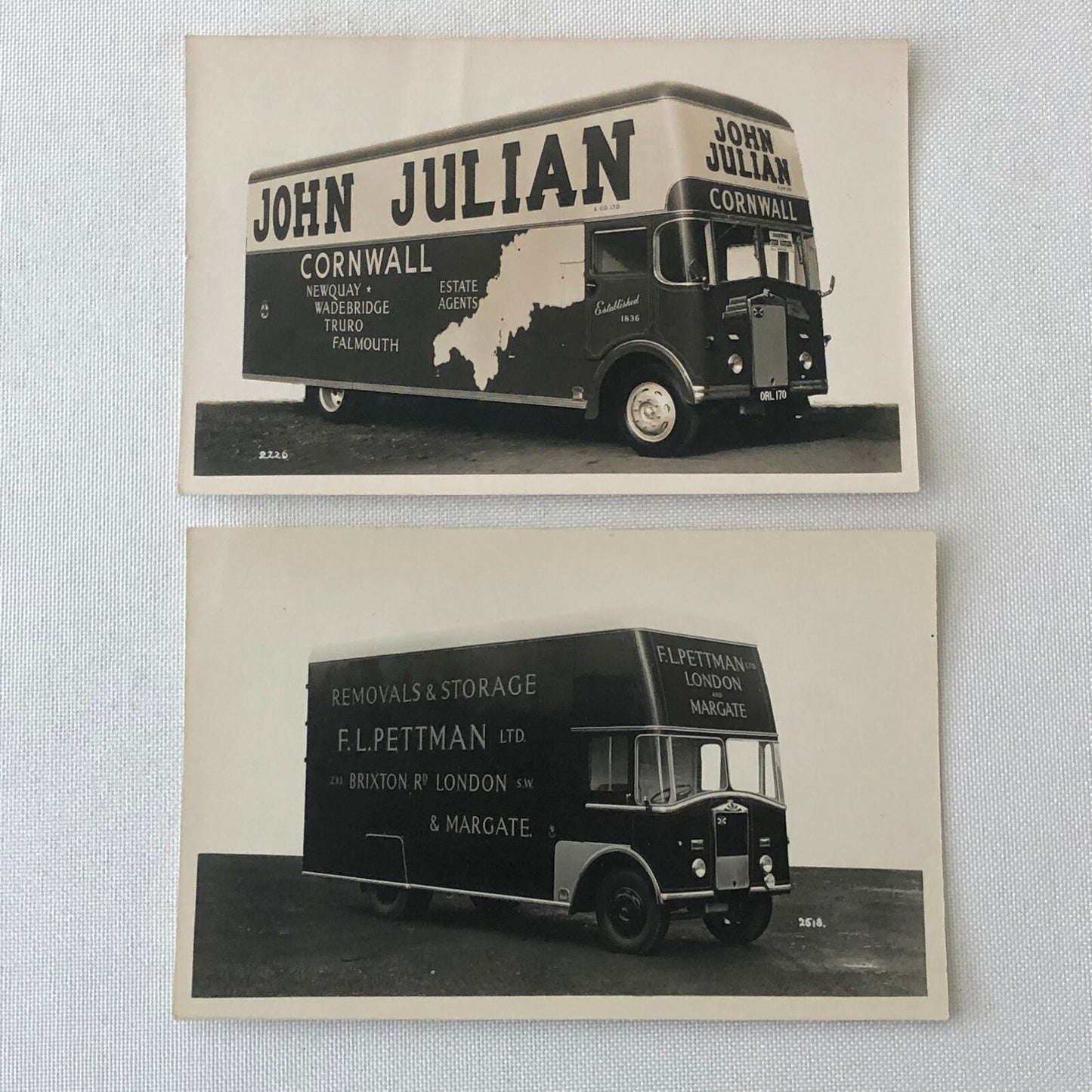 Vintage Moving Van Truck Photo Photograph Lot of 2 UK 